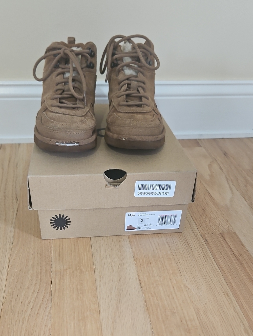 Ugg Kids Shoes, Tan-Brown Suede K. Highland Hi Heritage Hiker-Sneaker Boots, 2